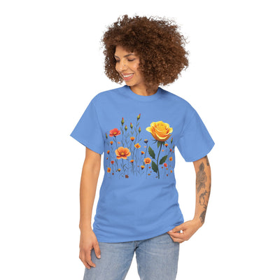 Wildflowers and a Yellow Rose, Graphic T-Shirts for Women, Floral Shirt, Womens Short Sleeve, Ladies Graphic Tees #5010TTS