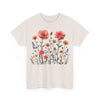Wildflowers and Pink Roses, Graphic T-Shirts for Women, Floral Shirt, Womens Short Sleeve, Ladies Graphic Tees #5015TTS