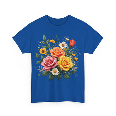 Wildflowers and Pink & Yellow Roses, Graphic T-Shirts for Women, Floral Shirt, Womens Short Sleeve, Ladies Graphic Tees #5144TTS