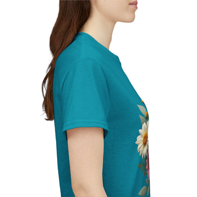 Wildflowers and Pink & Yellow Roses, Graphic T-Shirts for Women, Floral Shirt, Womens Short Sleeve, Ladies Graphic Tees #5145TTS