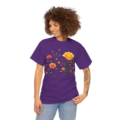 Wildflowers and a Yellow Rose, Graphic T-Shirts for Women, Floral Shirt, Womens Short Sleeve, Ladies Graphic Tees #5010TTS