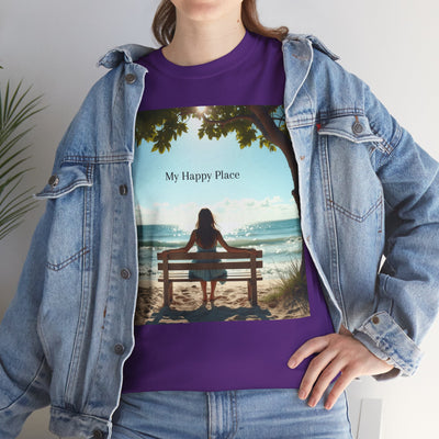 My Happy Place, Woman on Bench, Looking at Waves,Safe Place T-Shirt, Finding My Happy Place Top, Ocean Waves,#5003STS