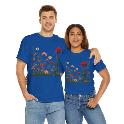 Wildflowers and a Red Rose, Graphic T-Shirts for Women, Floral Shirt, Womens Short Sleeve, Ladies Graphic Tees #5008TTS