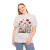Wildflowers and Red Roses, Graphic T-Shirts for Women, Floral Shirt, Womens Short Sleeve, Ladies Graphic Tees #5035TTS