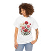 Wildflowers and Pink & Red Roses, Graphic T-Shirts for Women, Floral Shirt, Womens Short Sleeve, Ladies Graphic Tees #5134TTS