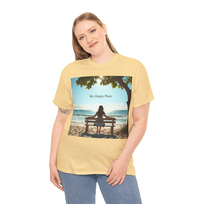 My Happy Place, Woman on Bench, Looking at Waves,Safe Place T-Shirt, Finding My Happy Place Top, Ocean Waves,#5003STS