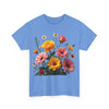 Wildflowers and Pink & Yellow Roses, Graphic T-Shirts for Women, Floral Shirt, Womens Short Sleeve, Ladies Graphic Tees #5147TTS