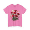Wildflowers and Red Roses, Graphic T-Shirts for Women, Floral Shirt, Womens Short Sleeve, Ladies Graphic Tees #5128TTS