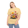 Wildflowers and Pink & Yellow Roses, Graphic T-Shirts for Women, Floral Shirt, Womens Short Sleeve, Ladies Graphic Tees #5147TTS