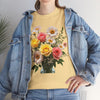 Wildflowers and Pink & Yellow Roses, Graphic T-Shirts for Women, Floral Shirt, Womens Short Sleeve, Ladies Graphic Tees #5136TTS