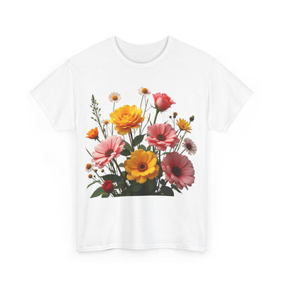 Wildflowers and Pink & Yellow Roses, Graphic T-Shirts for Women, Floral Shirt, Womens Short Sleeve, Ladies Graphic Tees #5147TTS