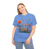 Wildflowers and Orange Roses, Graphic T-Shirts for Women, Floral Shirt, Womens Short Sleeve, Ladies Graphic Tees #5046TTS