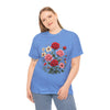 Wildflowers and Pink & Red Roses, Graphic T-Shirts for Women, Floral Shirt, Womens Short Sleeve, Ladies Graphic Tees #5134TTS