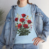 Wildflowers and Red Roses, Graphic T-Shirts for Women, Floral Shirt, Womens Short Sleeve, Ladies Graphic Tees #5128TTS
