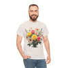 Wildflowers and Pink & Yellow Roses, Graphic T-Shirts for Women, Floral Shirt, Womens Short Sleeve, Ladies Graphic Tees #5136TTS
