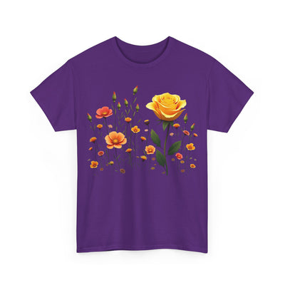 Wildflowers and a Yellow Rose, Graphic T-Shirts for Women, Floral Shirt, Womens Short Sleeve, Ladies Graphic Tees #5010TTS