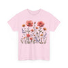 Wildflowers and Pink Roses, Graphic T-Shirts for Women, Floral Shirt, Womens Short Sleeve, Ladies Graphic Tees #5015TTS