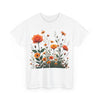 Wildflowers and Orange Roses, Graphic T-Shirts for Women, Floral Shirt, Womens Short Sleeve, Ladies Graphic Tees #5046TTS