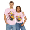 Wildflowers and Pink & Yellow Roses, Graphic T-Shirts for Women, Floral Shirt, Womens Short Sleeve, Ladies Graphic Tees #5138TTS