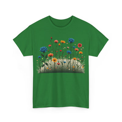 Wildflowers and Blue Roses, Graphic T-Shirts for Women, Floral Shirt, Womens Short Sleeve, Ladies Graphic Tees #5050TTS