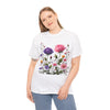 Wildflowers and Pink/Violet Roses, Graphic T-Shirts for Women, Floral Shirt, Womens Short Sleeve, Ladies Graphic Tees #5101TTS
