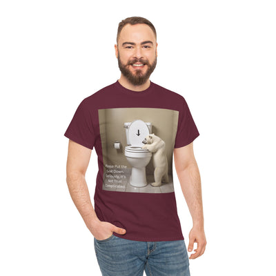Please Put the Seat Down, Seriously, It's Not that Complicated, Polar Bear Toilet Seat Down, Seat Down Reminder Shirt #5004STS