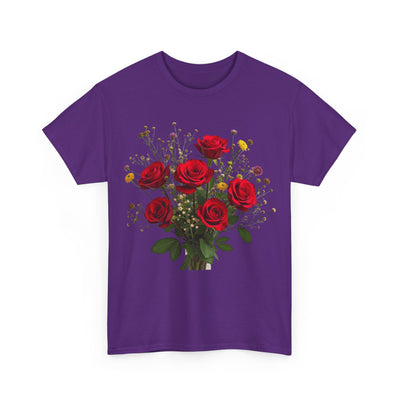 Wildflowers and Red Roses, Graphic T-Shirts for Women, Floral Shirt, Womens Short Sleeve, Ladies Graphic Tees #5131TTS