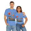 Wildflowers and Orange Roses, Graphic T-Shirts for Women, Floral Shirt, Womens Short Sleeve, Ladies Graphic Tees #5046TTS