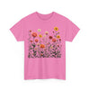 Wildflowers and Pink Roses, Graphic T-Shirts for Women, Floral Shirt, Womens Short Sleeve, Ladies Graphic Tees #5023TTS