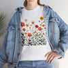 Wildflowers and Pink Roses, Graphic T-Shirts for Women, Floral Shirt, Womens Short Sleeve, Ladies Graphic Tees #5023TTS