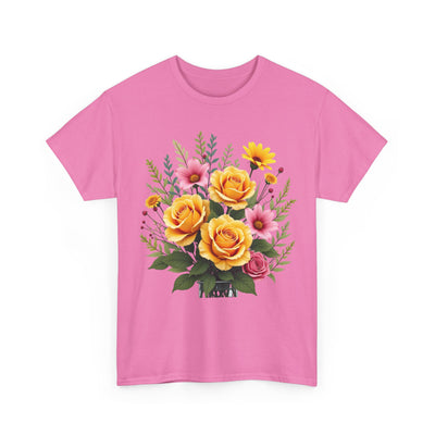Wildflowers and Yellow Roses, Graphic T-Shirts for Women, Floral Shirt, Womens Short Sleeve, Ladies Graphic Tees #5135TTS
