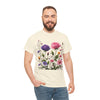 Wildflowers and Pink/Violet Roses, Graphic T-Shirts for Women, Floral Shirt, Womens Short Sleeve, Ladies Graphic Tees #5101TTS
