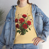 Wildflowers and Red Roses, Graphic T-Shirts for Women, Floral Shirt, Womens Short Sleeve, Ladies Graphic Tees #5131TTS