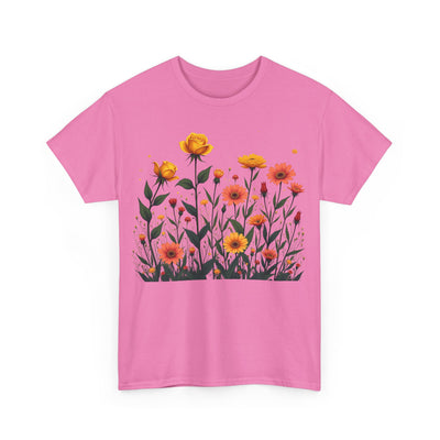 Wildflowers and Yellow Roses, Graphic T-Shirts for Women, Floral Shirt, Womens Short Sleeve, Ladies Graphic Tees #5026TTS