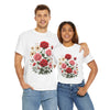 Wildflowers and Pink & Red Roses, Graphic T-Shirts for Women, Floral Shirt, Womens Short Sleeve, Ladies Graphic Tees #5134TTS
