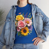 Wildflowers and Pink & Yellow Roses, Graphic T-Shirts for Women, Floral Shirt, Womens Short Sleeve, Ladies Graphic Tees #5145TTS