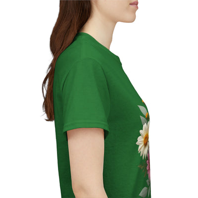 Wildflowers and Pink & Yellow Roses, Graphic T-Shirts for Women, Floral Shirt, Womens Short Sleeve, Ladies Graphic Tees #5145TTS