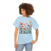 Wildflowers and Pink Roses, Graphic T-Shirts for Women, Floral Shirt, Womens Short Sleeve, Ladies Graphic Tees #5023TTS