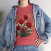 Wildflowers and Red Roses, Graphic T-Shirts for Women, Floral Shirt, Womens Short Sleeve, Ladies Graphic Tees #5129TTS