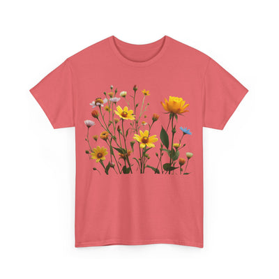 Wildflowers and a Yellow Rose, Graphic T-Shirts for Women, Floral Shirt, Womens Short Sleeve, Ladies Graphic Tees #5009TTS