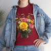 Wildflowers and Pink & Yellow Roses, Graphic T-Shirts for Women, Floral Shirt, Womens Short Sleeve, Ladies Graphic Tees #5143TTS