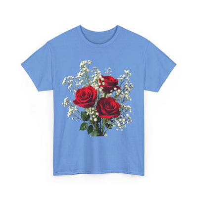 Wildflowers and Red Roses, Graphic T-Shirts for Women, Floral Shirt, Womens Short Sleeve, Ladies Graphic Tees #5127TTS