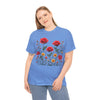 Wildflowers and Red Roses, Graphic T-Shirts for Women, Floral Shirt, Womens Short Sleeve, Ladies Graphic Tees #5034TTS