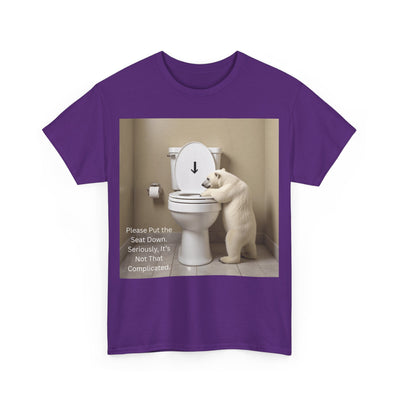 Please Put the Seat Down, Seriously, It's Not that Complicated, Polar Bear Toilet Seat Down, Seat Down Reminder Shirt #5004STS