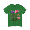 Wildflowers and Pink/Violet Roses, Graphic T-Shirts for Women, Floral Shirt, Womens Short Sleeve, Ladies Graphic Tees #5101TTS