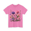 Wildflowers and Pink/Violet Roses, Graphic T-Shirts for Women, Floral Shirt, Womens Short Sleeve, Ladies Graphic Tees #5101TTS