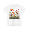Wildflowers and Orange Roses, Graphic T-Shirts for Women, Floral Shirt, Womens Short Sleeve, Ladies Graphic Tees #5045TTS