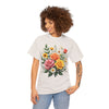 Wildflowers and Pink & Yellow Roses, Graphic T-Shirts for Women, Floral Shirt, Womens Short Sleeve, Ladies Graphic Tees #5144TTS