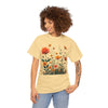 Wildflowers and Orange Roses, Graphic T-Shirts for Women, Floral Shirt, Womens Short Sleeve, Ladies Graphic Tees #5046TTS