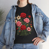 Wildflowers and Pink & Red Roses, Graphic T-Shirts for Women, Floral Shirt, Womens Short Sleeve, Ladies Graphic Tees #5134TTS